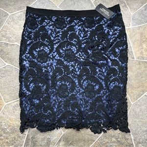 Forever Twenty One Black & Blue Lace Overlay Skirt